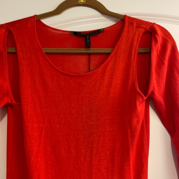 BCBG Max Azria small orange knit long with cut on top dress NWT - Picture 4 of 7